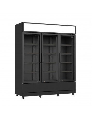 RÉFRIGÉRATEUR 3 PORTES EN VERRE NOIR FCU-1200 BL