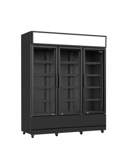 RÉFRIGÉRATEUR 3 PORTES EN VERRE NOIR FCU-1200 BL
