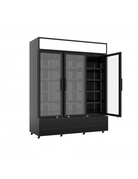 RÉFRIGÉRATEUR 3 PORTES EN VERRE NOIR FCU-1200 BL
