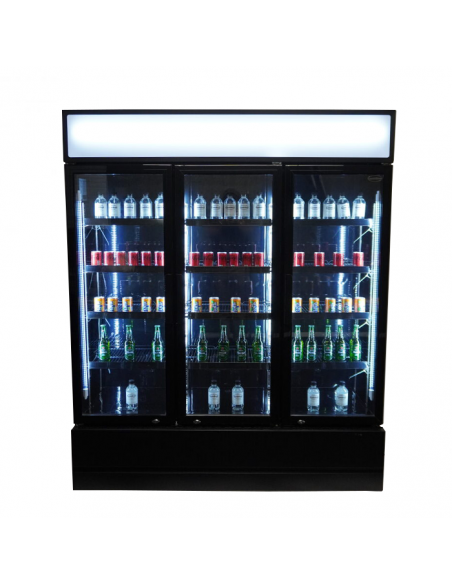 RÉFRIGÉRATEUR 3 PORTES EN VERRE NOIR FCU-1200 BL