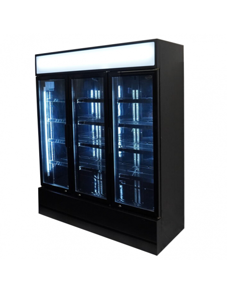 RÉFRIGÉRATEUR 3 PORTES EN VERRE NOIR FCU-1200 BL