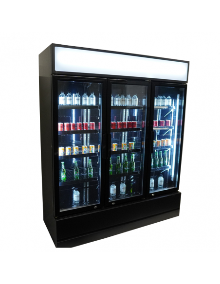 RÉFRIGÉRATEUR 3 PORTES EN VERRE NOIR FCU-1200 BL