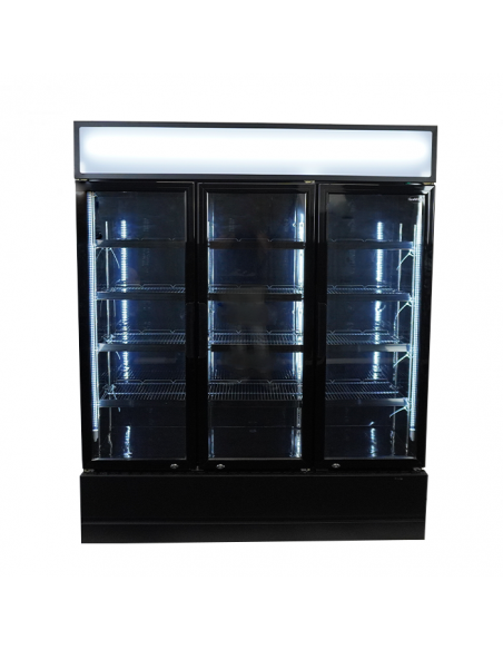 RÉFRIGÉRATEUR 3 PORTES EN VERRE NOIR FCU-1200 BL