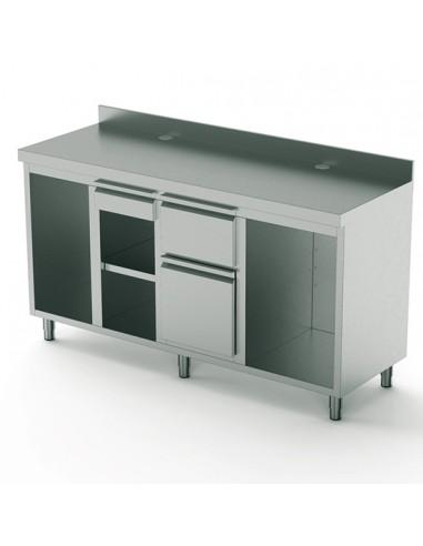 Comptoir arrière pour machine café 2000 mm avec élément pour lave-vaisselle et producteur glaçon