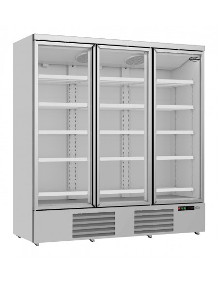 Réfrigérateur 1530 litres sur roues avec 3 portes en verre battantes et 12 étagères, +0°/+10°C