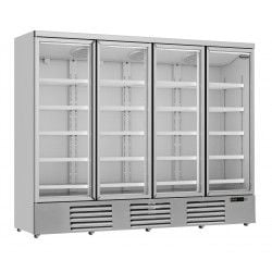 Réfrigérateur 2025 litres sur roues avec 4 portes en verre battantes et 16 étagères, +0°/+10°C