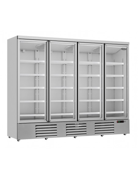 Réfrigérateur 2025 litres sur roues avec 4 portes en verre battantes et 16 étagères, +0°/+10°C