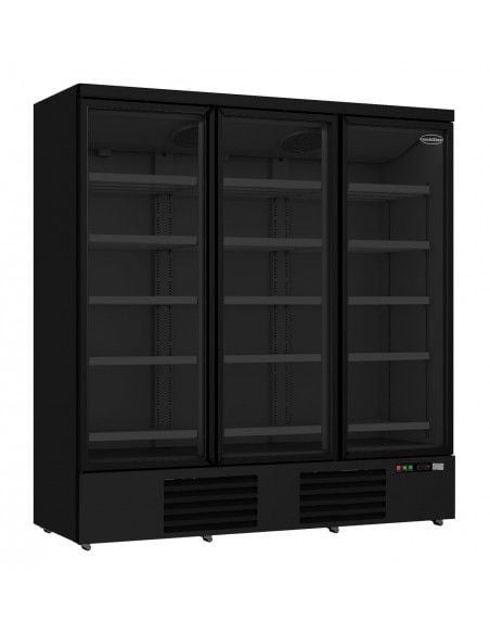 Réfrigérateur 1530 litres sur roues avec 3 portes en verre battantes et 12 étagères, +0°/+10°C