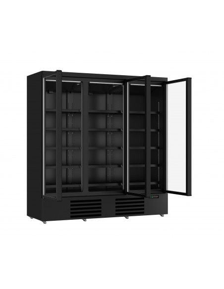 Réfrigérateur 1530 litres sur roues avec 3 portes en verre battantes et 12 étagères, +0°/+10°C
