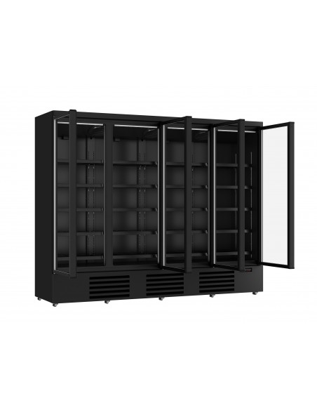 Réfrigérateur 2025 litres sur roues avec 4 portes en verre battantes et 16 étagères, +0°/+10°C