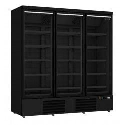 Congélateur 1450 litres sur roues avec 2 portes en verre battantes et 12 étagères, -18°/-22°C