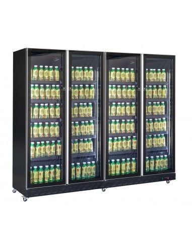 Réfrigérateur 1608 litres sur roues avec 4 portes en verre battantes et 20 étagères, +2°/+10°C