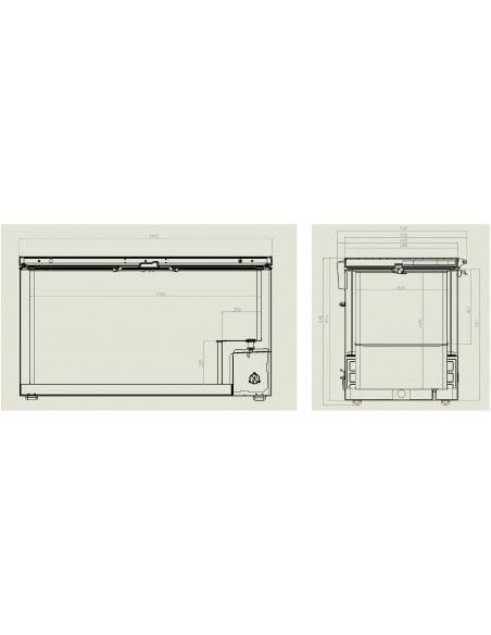 Congélateur bahut 469  litres avec couvercle en inox, -18°/-24°C