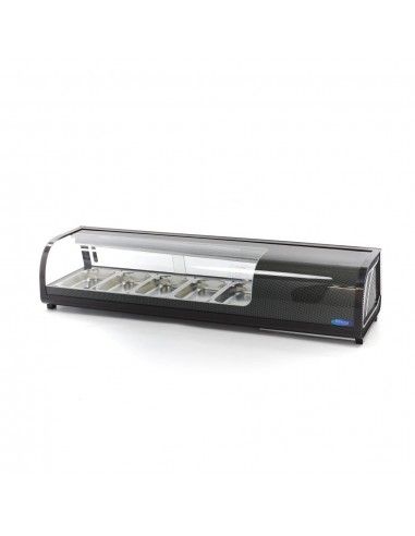 Structure réfrigérée pour tapas et sushis  avec vitre bombée inclus 5 x 1/3 GN h 40 mm
