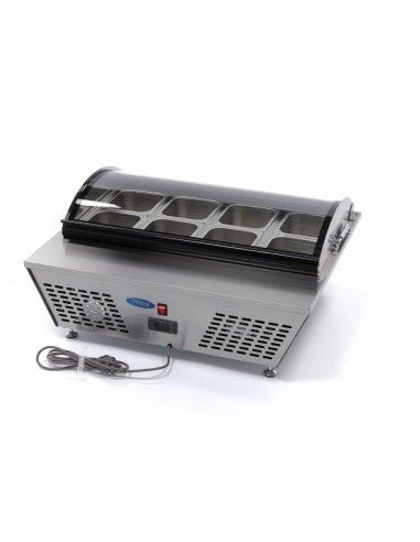 Saladette de table avec couvercle, 8x GN 1/6  h100 mm inclus, +0°/+10°C