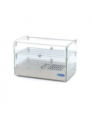 Vitrine chaude à poser avec 2 étages vitre droite, +30°/+90°C, L 550 mm