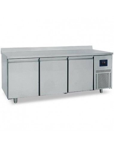Table congélateur pâtisserie 3 portes 600x400 mm, plan en inox avec dosseret, -10°/-22°C - WiFi