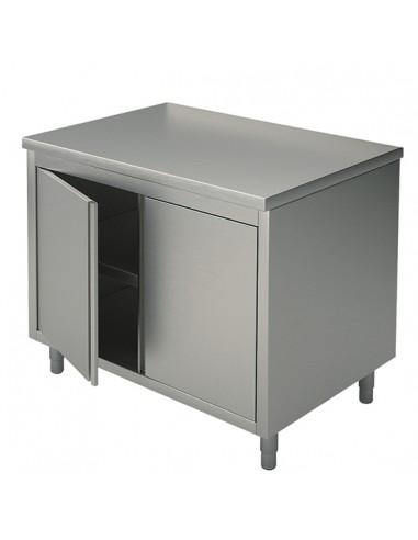 Table armoire basse neutre avec portes battantes, sans dosseret, 800x700 mm