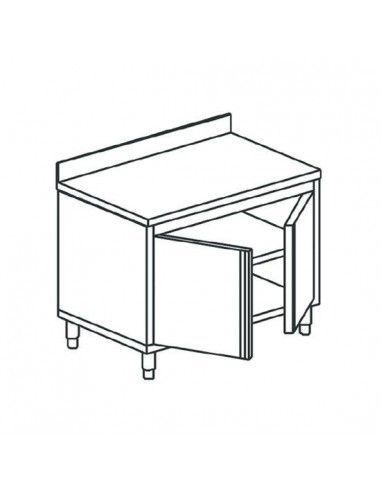 Table armoire basse neutre avec portes battantes, avec dosseret, 800x700 mm