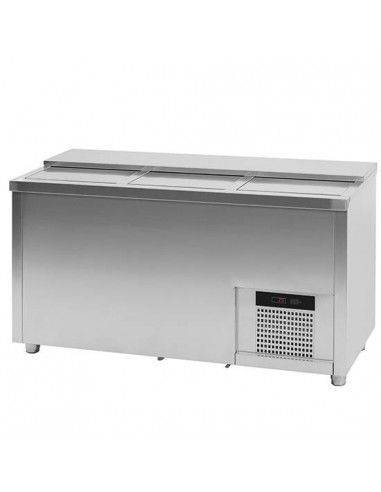 Refroidisseur de bouteilles 381 litres en acier inox avec 3 couvercles coulissants