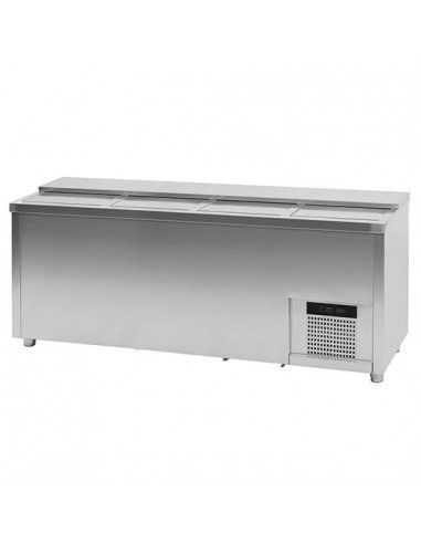 Refroidisseur de bouteilles 539 litres en acier inox avec 4 couvercles coulissants