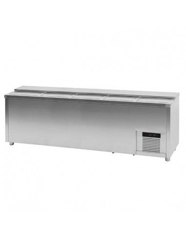 Refroidisseur de bouteilles 696 litres en acier inox avec 5 couvercles coulissants