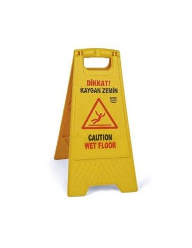 Plaque "CAUTION WET FLOOR (soit Attention sol humide)"