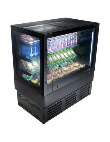 Comptoir réfrigéré ventilée avec 3 étagères, +3°/+5°C, l1200 mm - Self Service - RAL9005