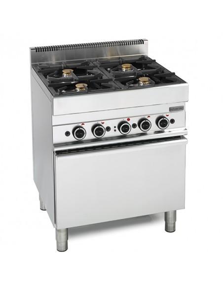 Fourneau professionnel gaz 4 brûleurs, 1 four électrique à convection