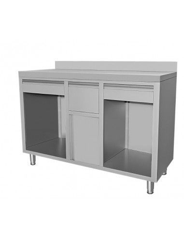 TABLE DE TRAVAIL À CAFÉ EN ACIER INOXYDABLE 1500X600X1150