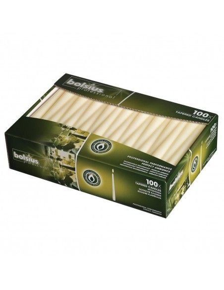 Bougies effilées Bolsius 254 mm ivoire (lot de 100)