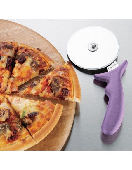 Roulette à pizza code couleur violet allergènes Hygiplas 102mm