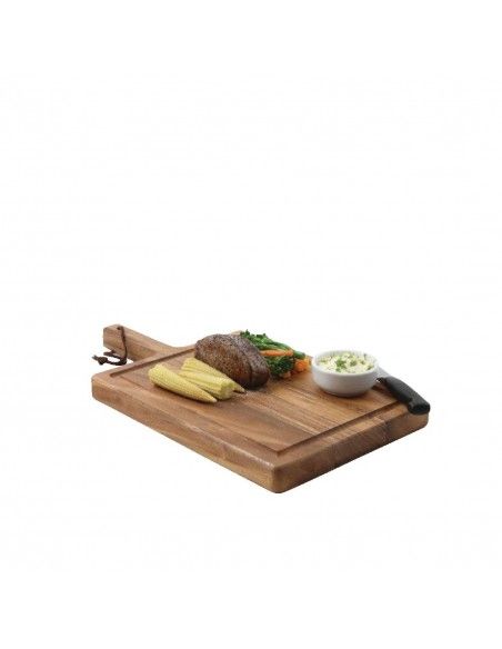 Petit planche à steak en bois d'acacia massif Olympia