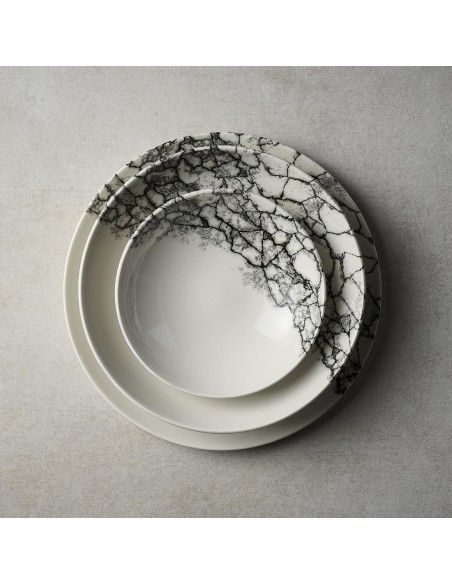 Assiettes rondes Churchill Kintsugi Accents Quartz Black Evolve 217mm (Lot de 12)