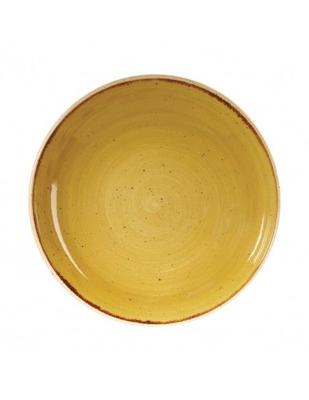 Assiettes coupes rondes Churchill Stonecast Mustard Seed Yellow 248mm (Lot de 12)