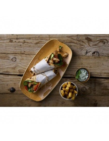 Assiettes oblongues Churchill Stonecast Tangerine Chefs' No. 3 (298 x 153mm) (Lot de 12)
