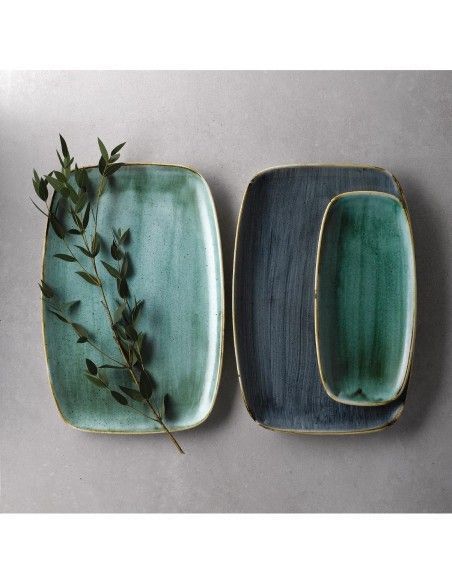 Assiettes oblongues Churchill Stonecast No.4 Samphire Green 269 x 127mm (Lot de 12)