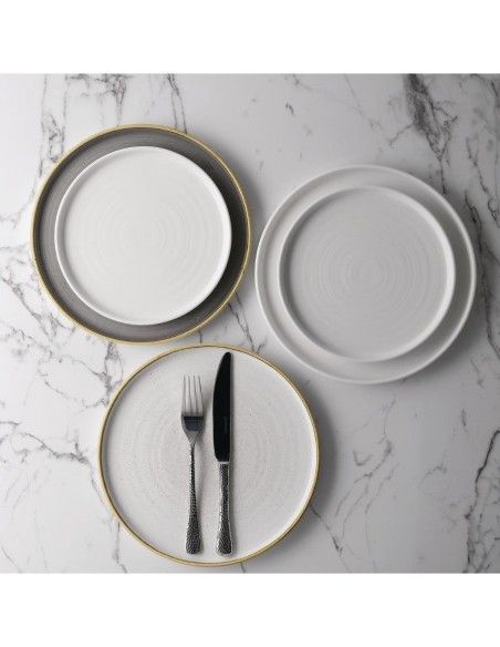 Assiettes avec rebord Churchill Stonecast Peppercorn Grey 210mm (Lot de 6)