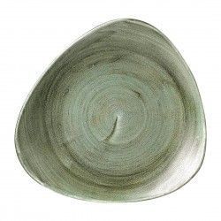 Assiettes triangulaires Churchill Stonecast Patina Lotus Burnished Green 254mm (Lot de 12)