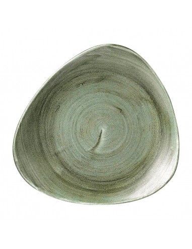 Assiettes triangulaires Churchill Stonecast Patina Lotus Burnished Green 254mm (Lot de 12)