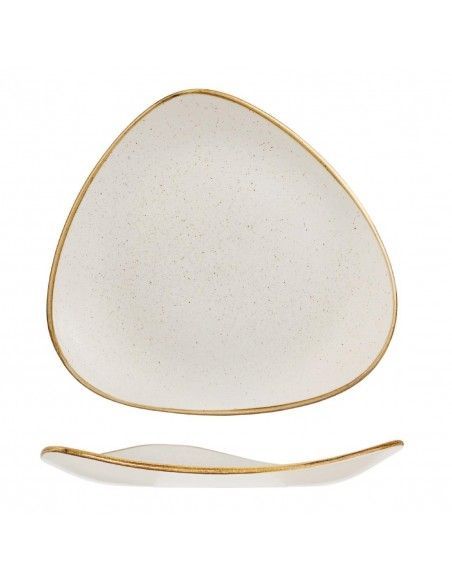 Assiettes triangulaires Churchill  Stonecast Barley White Lotus 265mm (Lot de 12)