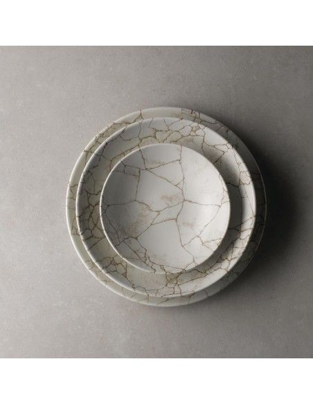 Assiettes rondes Studio Prints Kintsugi Agate Grey 288mm (Lot de 12)