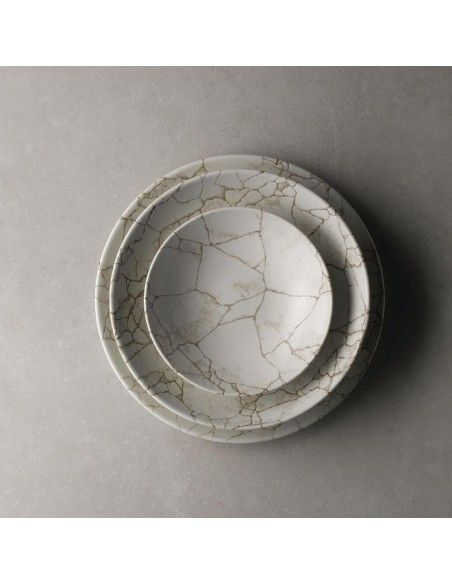 Assiettes coupe ronde Studio Prints Kintsugi Agate Grey 182mm (Lot de 12)