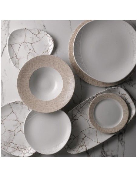 Assiettes triangulaires Churchill Studio Prints Kintsugi Agate Grey Lotus 254mm (Lot de 12)