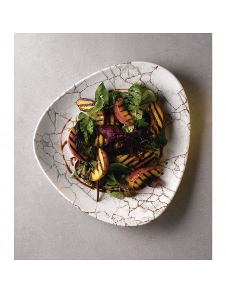 Assiettes triangulaires Churchill Studio Prints Kintsugi Agate Grey Lotus 177mm (Lot de 12)