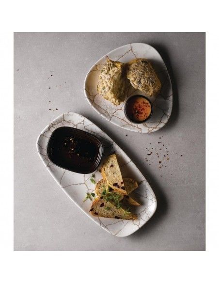 Assiettes triangulaires Churchill Studio Prints Kintsugi Agate Grey Lotus 177mm (Lot de 12)