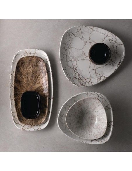 Bols triangulaires Churchill Studio Prints Kintsugi Agate Grey Lotus 228mm (Lot de 12)