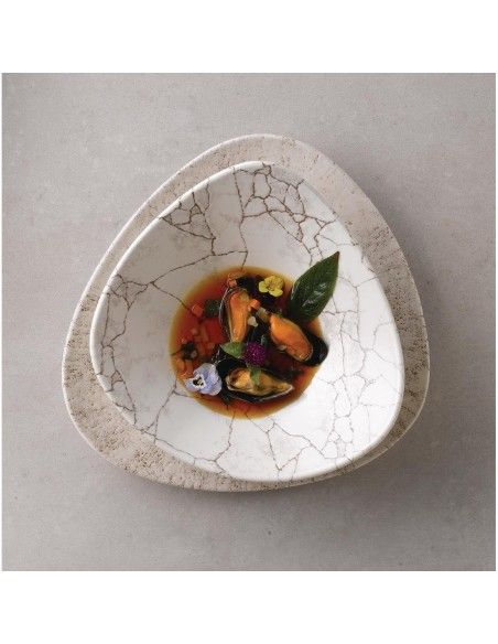 Bols triangulaires Churchill Studio Prints Kintsugi Agate Grey Lotus 177mm (Lot de 12)