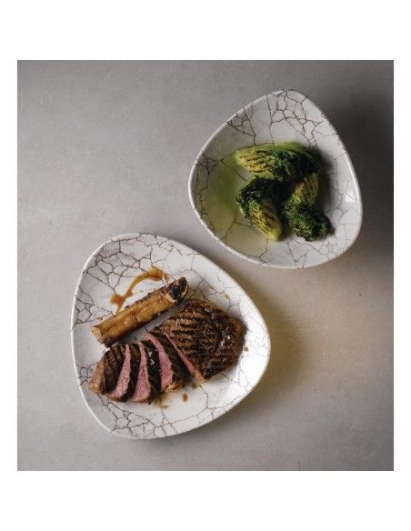 Bols triangulaires Churchill Studio Prints Kintsugi Agate Grey Lotus 177mm (Lot de 12)