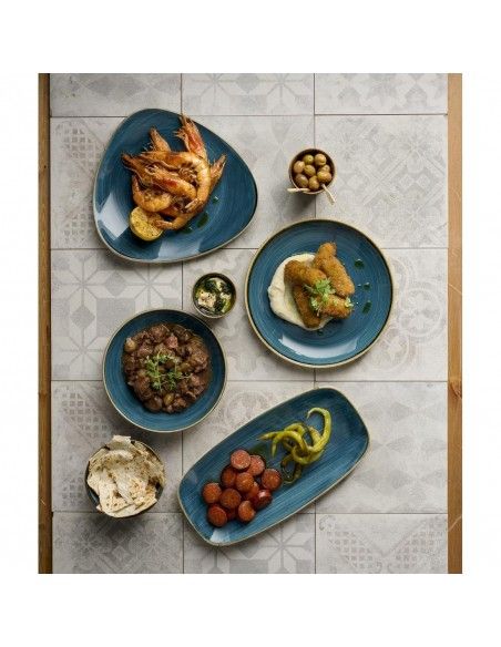 Assiettes coupe ronde Churchill Stonecast Java Blue 184mm (Lot de 12)